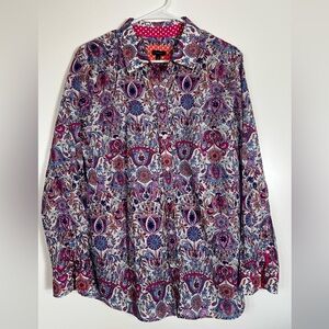 Talbots Paisley Floral Button Front Blouse – Colorful Print